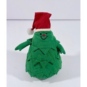 Vintage Christmas Tree Plush Decoration W/ Santa Hat 1985 Graphics International